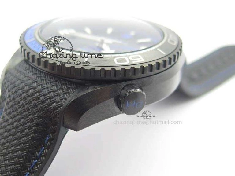 SoftTouch Planet Ocean 45mm Real Ceramic Blue BP-Maker Best Edition Black Dial On Nylon Rubber Strap A 8184