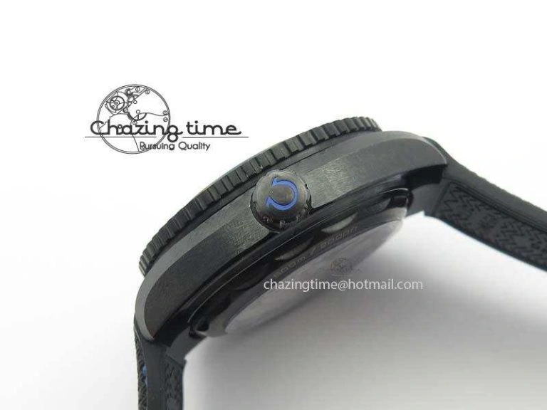 SoftTouch Planet Ocean 45mm Real Ceramic Blue BP-Maker Best Edition Black Dial On Nylon Rubber Strap A 8184