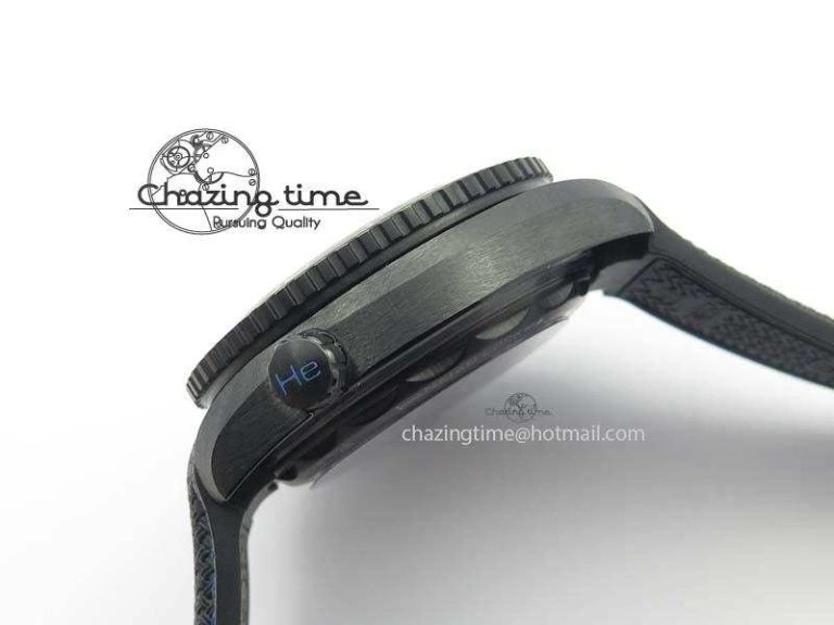 SoftTouch Planet Ocean 45mm Real Ceramic Blue BP-Maker Best Edition Black Dial On Nylon Rubber Strap A 8184