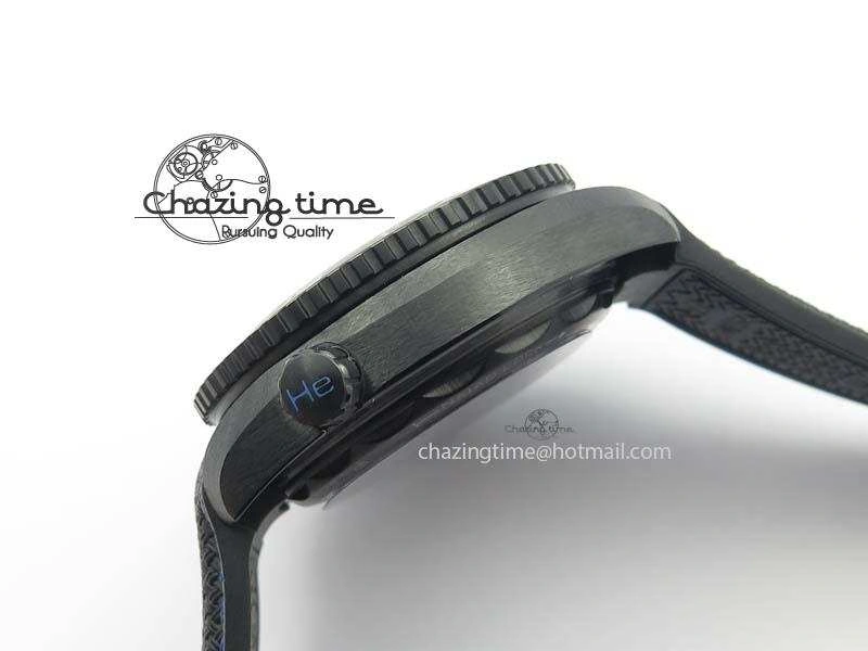 SoftTouch Planet Ocean 45mm Real Ceramic Blue BP-Maker Best Edition Black Dial On Nylon Rubber Strap A 8184