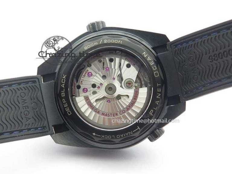 SoftTouch Planet Ocean 45mm Real Ceramic Blue BP-Maker Best Edition Black Dial On Nylon Rubber Strap A 8184
