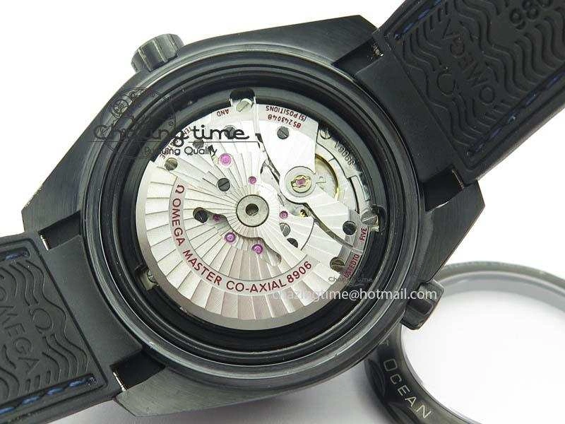 SoftTouch Planet Ocean 45mm Real Ceramic Blue BP-Maker Best Edition Black Dial On Nylon Rubber Strap A 8184