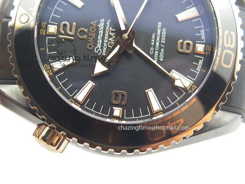 ZipUp Planet Ocean 45mm Real Ceramic RG BP Best Edition Black Dial On Leather Strap A 8181