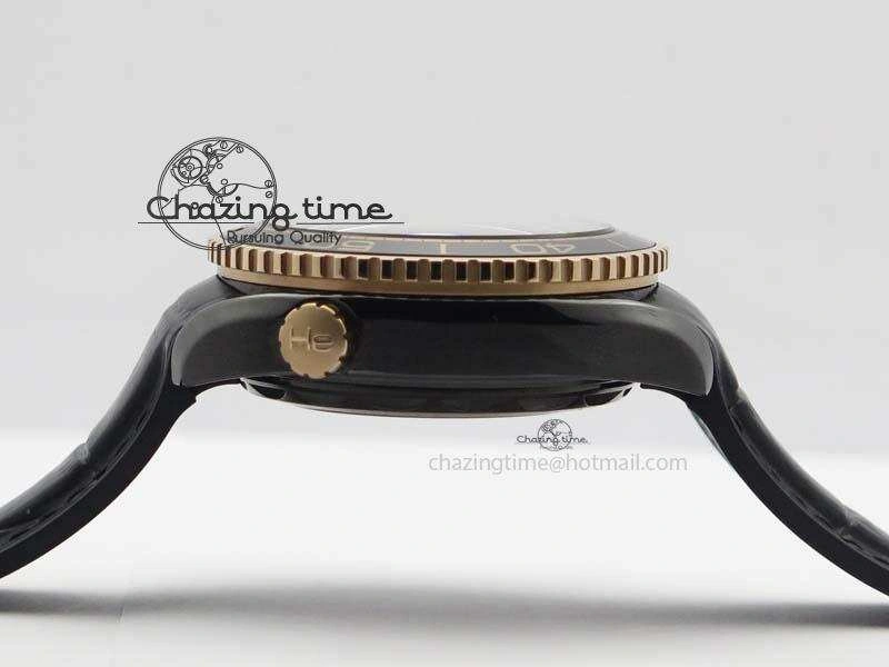 ZipUp Planet Ocean 45mm Real Ceramic RG BP Best Edition Black Dial On Leather Strap A 8181