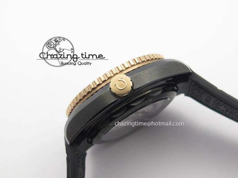 ZipUp Planet Ocean 45mm Real Ceramic RG BP Best Edition Black Dial On Leather Strap A 8181