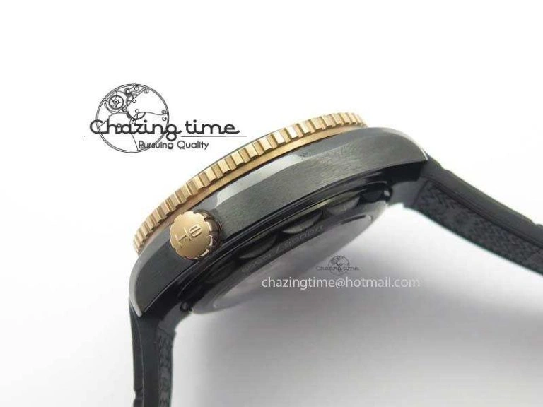ZipUp Planet Ocean 45mm Real Ceramic RG BP Best Edition Black Dial On Leather Strap A 8181
