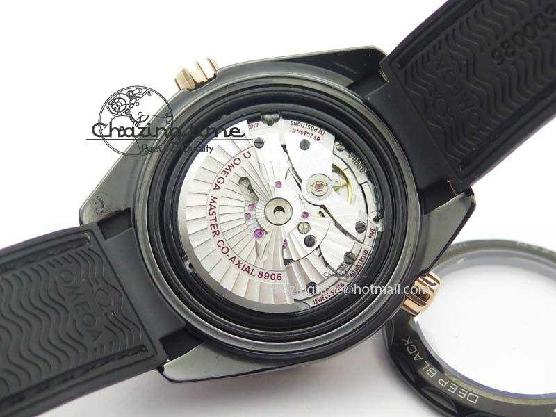 ZipUp Planet Ocean 45mm Real Ceramic RG BP Best Edition Black Dial On Leather Strap A 8181