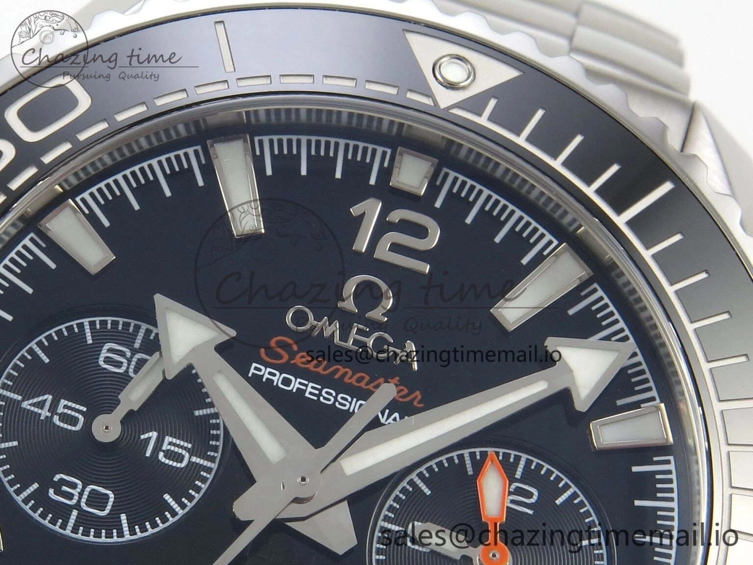 Premium Planet Ocean 600M Chrono SS VRF 1:1 Best Edition Black Bezel Black Dial on SS Bracelet A 7651