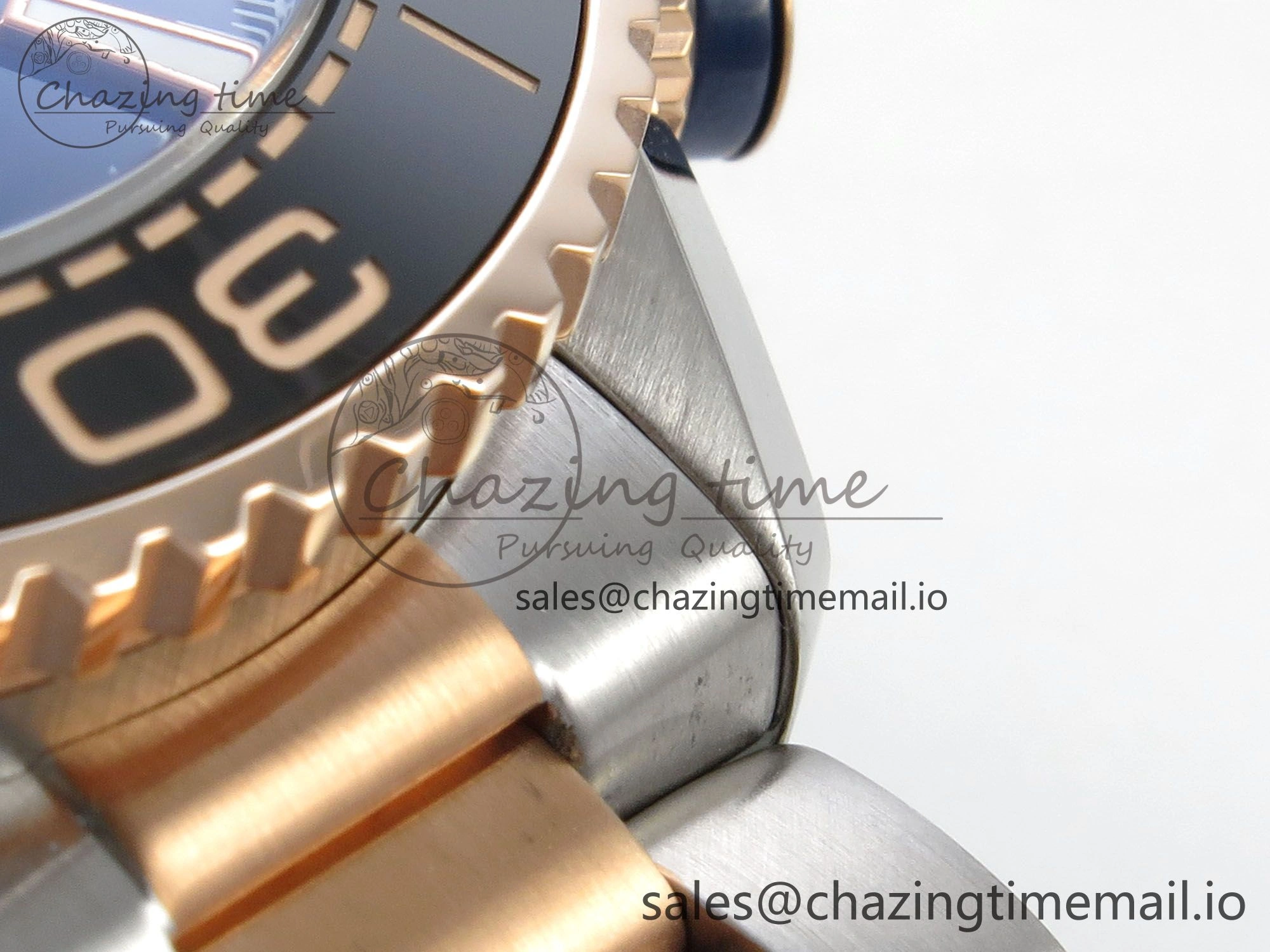 Planet Ocean 600M Chrono SS VRF 1:1 Best Edition Black Bezel Blue Dial on RG SS Bracelet A RelaxedFit 7648