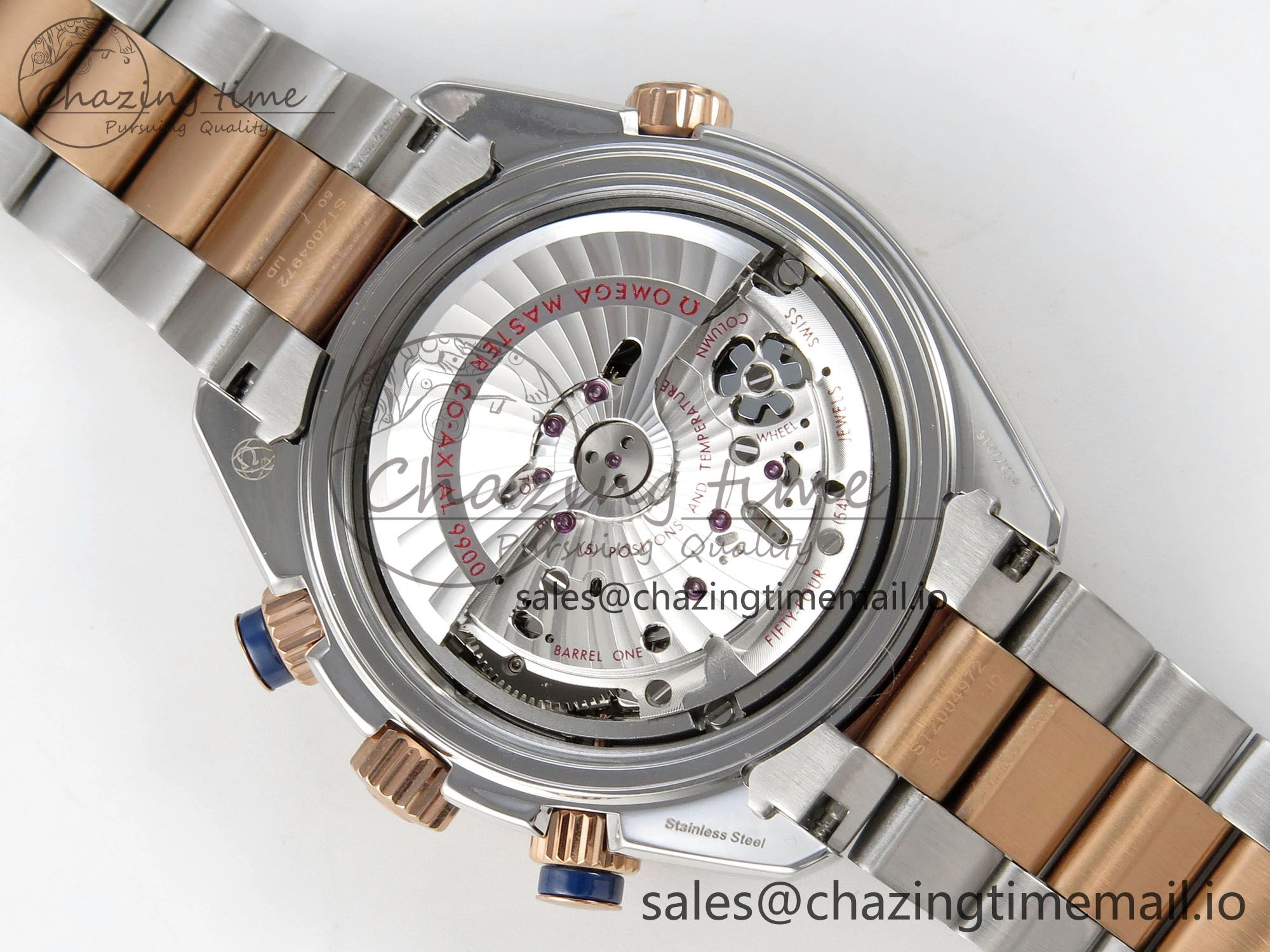 Planet Ocean 600M Chrono SS VRF 1:1 Best Edition Black Bezel Blue Dial on RG SS Bracelet A RelaxedFit 7648