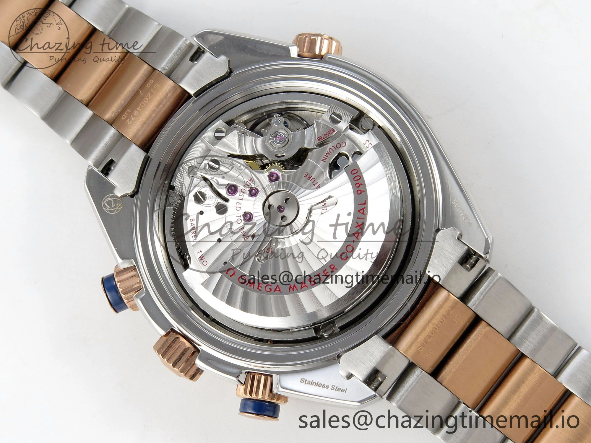 Planet Ocean 600M Chrono SS VRF 1:1 Best Edition Black Bezel Blue Dial on RG SS Bracelet A RelaxedFit 7648