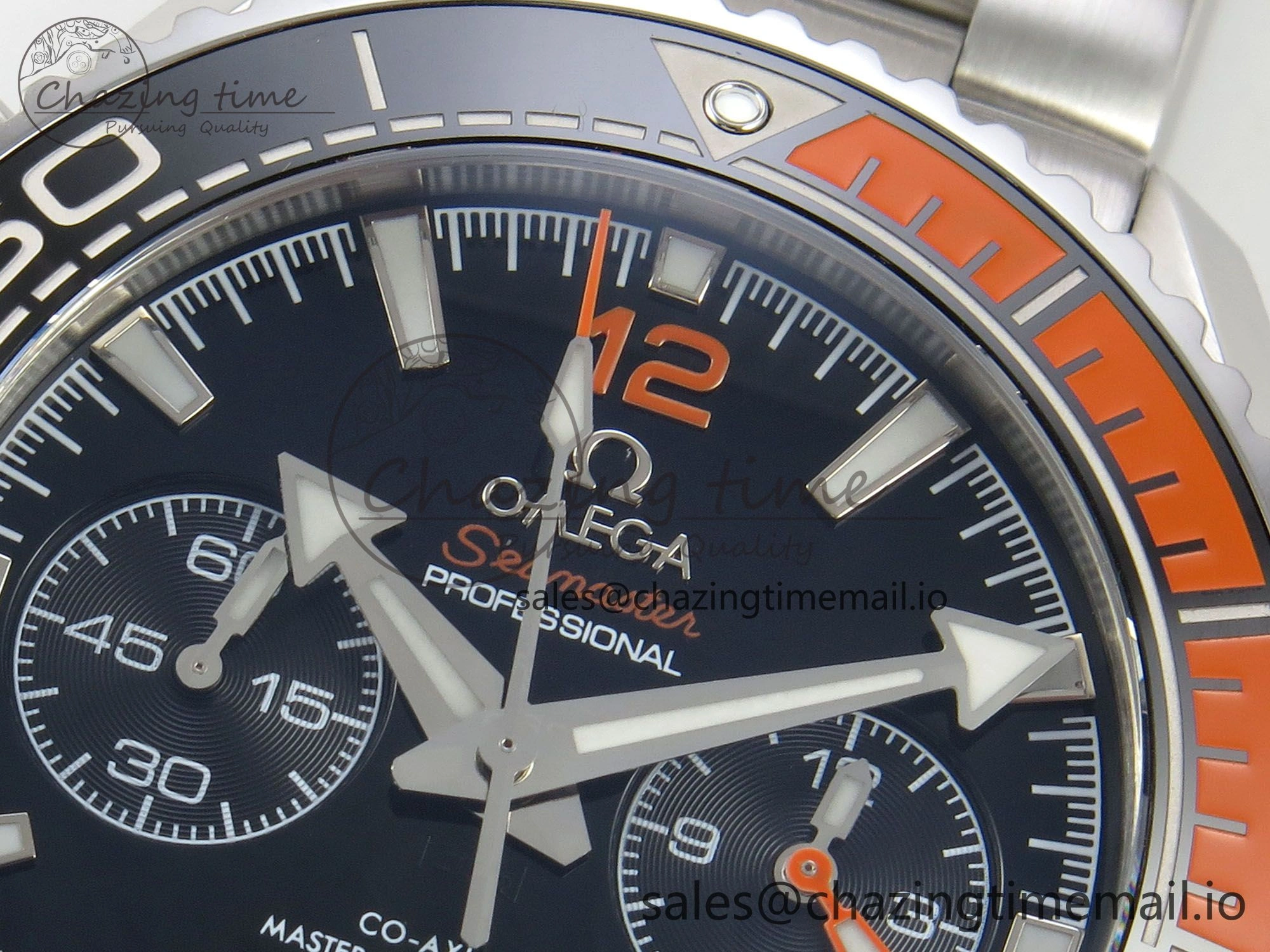 Planet Ocean 600M Chrono SS VRF 1:1 Best Edition Black Orange Bezel Black Dial on SS Bracelet A TimelessDesign 7652