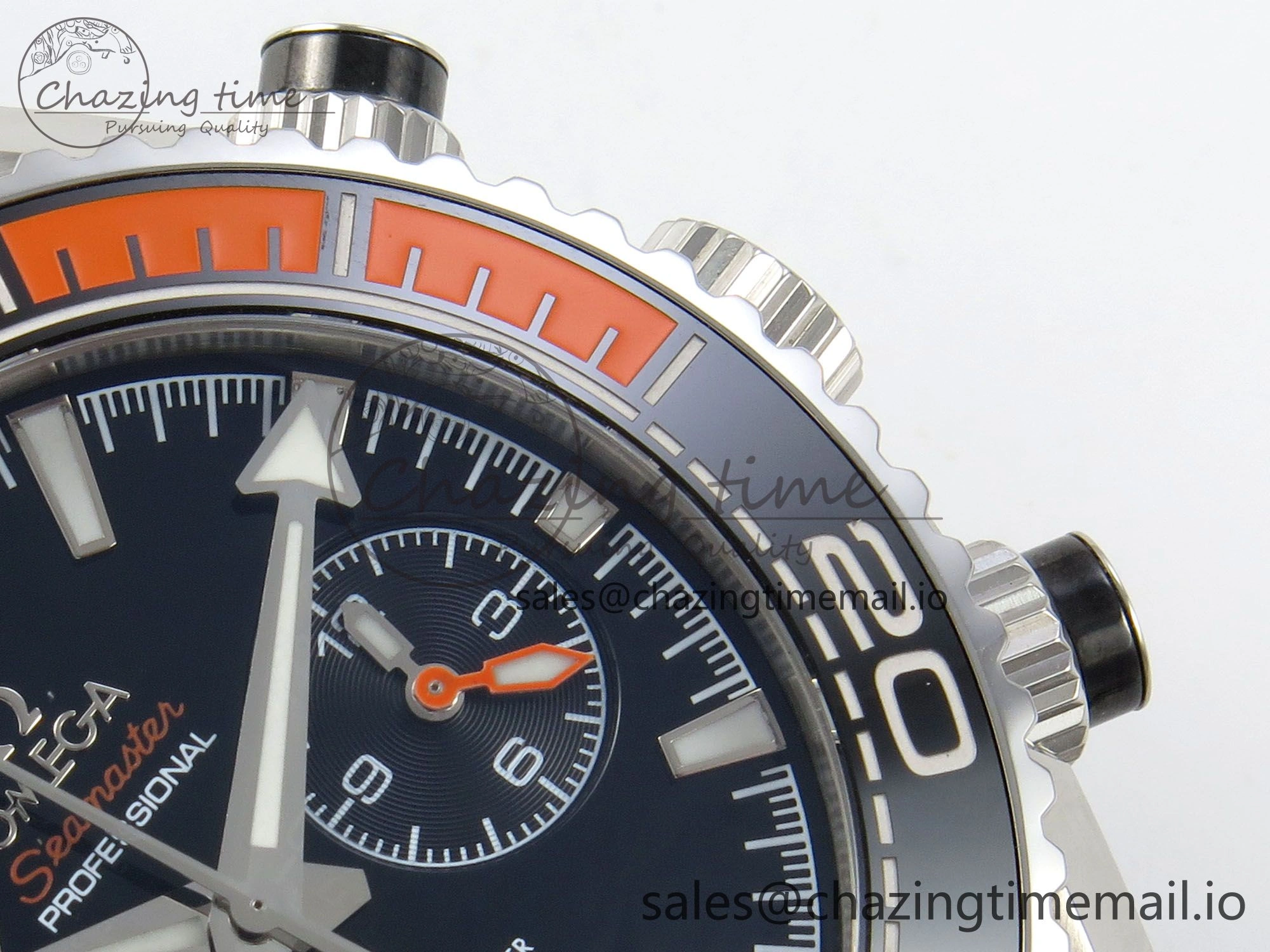 Planet Ocean 600M Chrono SS VRF 1:1 Best Edition Black Orange Bezel Black Dial on SS Bracelet A TimelessDesign 7652