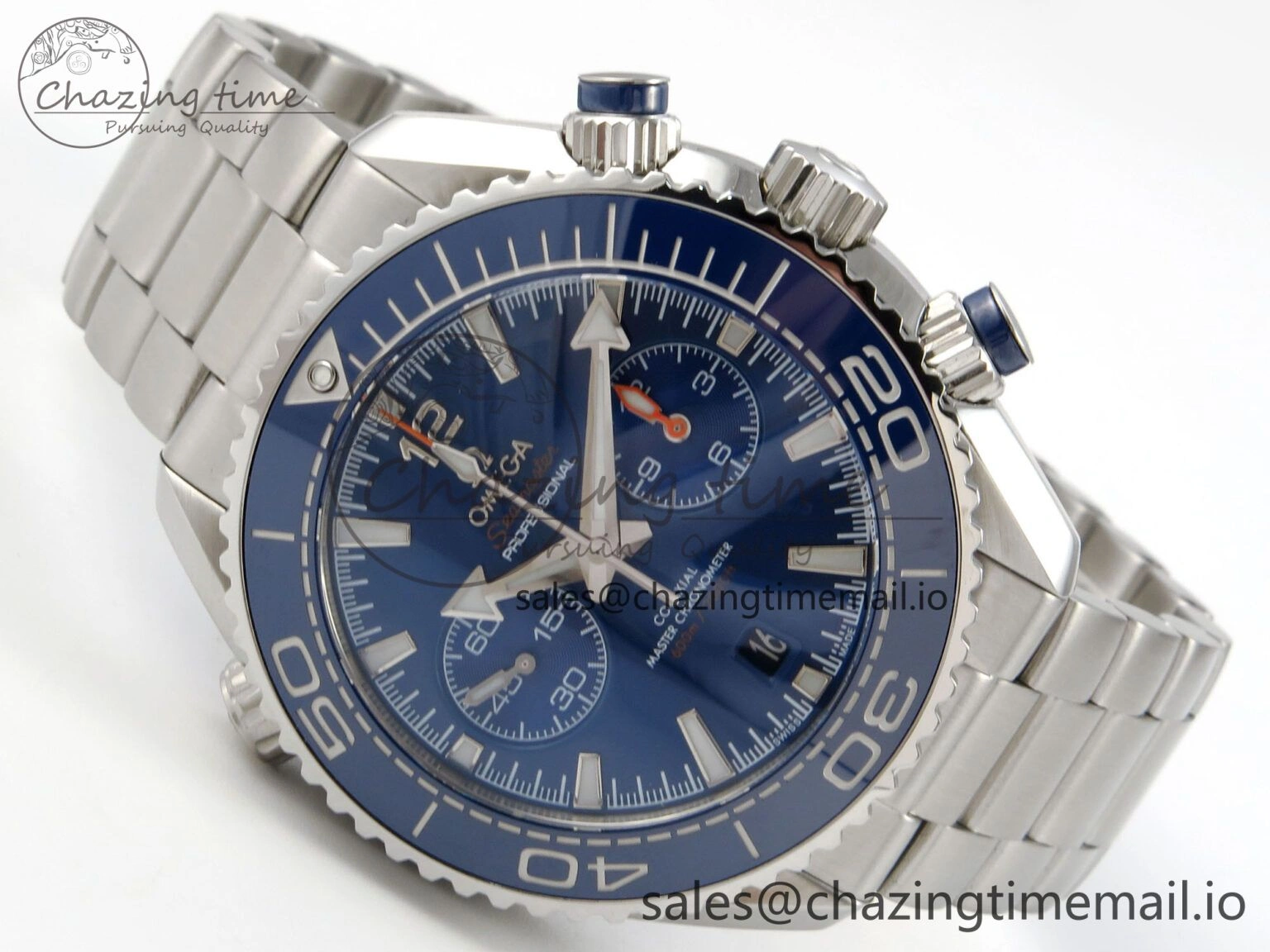 EyeCatching Planet Ocean 600M Chrono SS VRF 1:1 Best Edition Blue Bezel Blue Dial on SS Bracelet A 7649