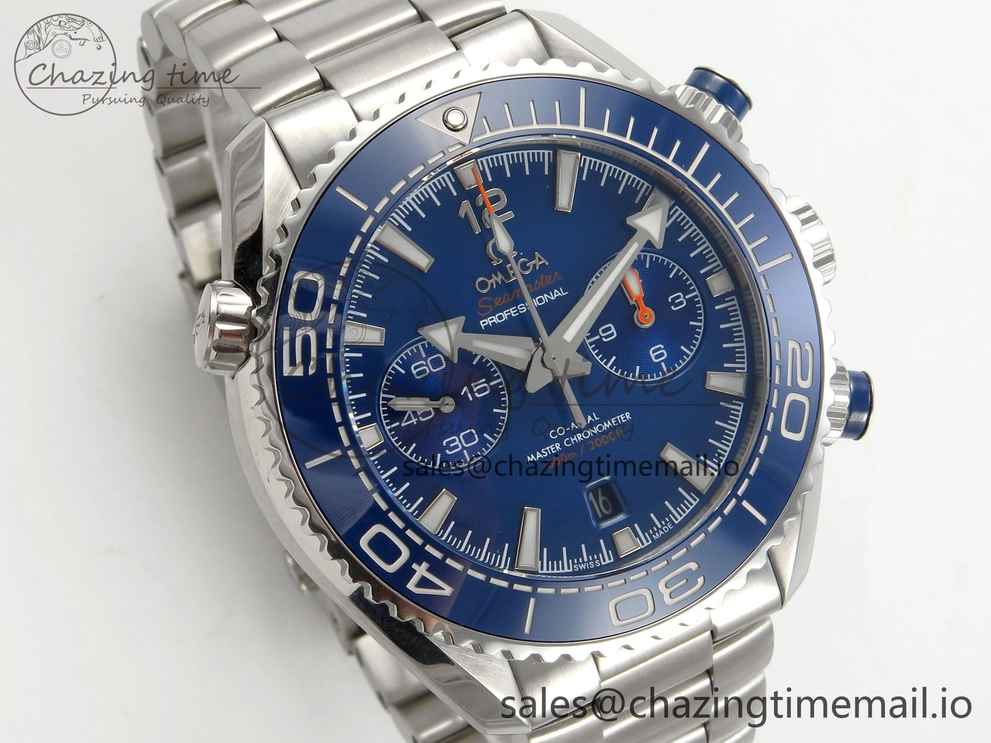 EyeCatching Planet Ocean 600M Chrono SS VRF 1:1 Best Edition Blue Bezel Blue Dial on SS Bracelet A 7649