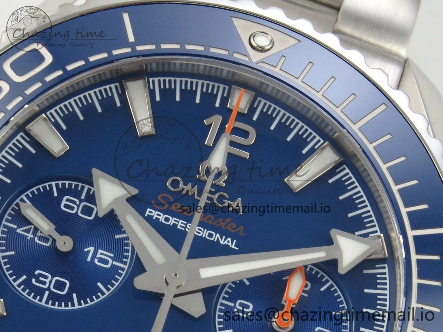 EyeCatching Planet Ocean 600M Chrono SS VRF 1:1 Best Edition Blue Bezel Blue Dial on SS Bracelet A 7649