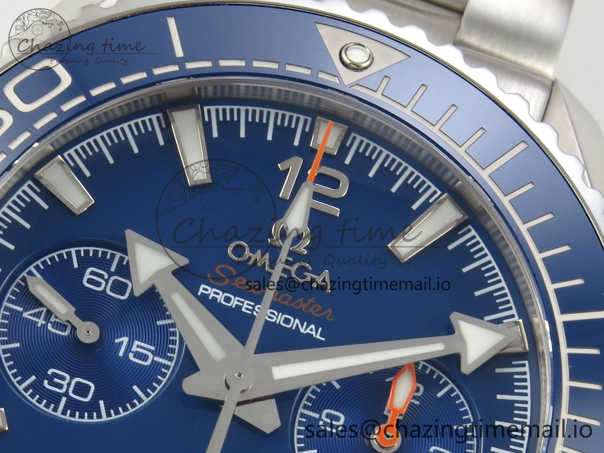 EyeCatching Planet Ocean 600M Chrono SS VRF 1:1 Best Edition Blue Bezel Blue Dial on SS Bracelet A 7649