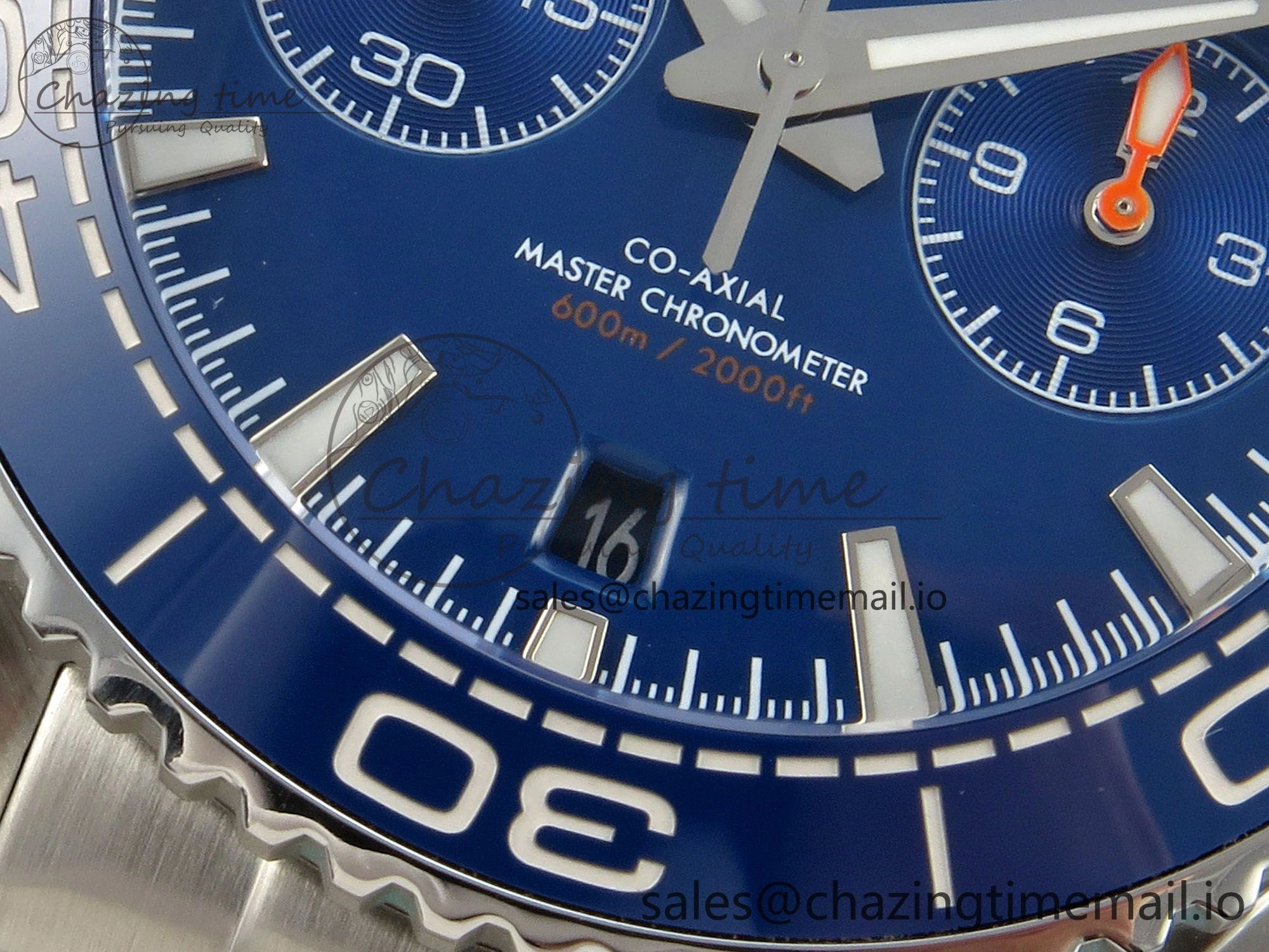 EyeCatching Planet Ocean 600M Chrono SS VRF 1:1 Best Edition Blue Bezel Blue Dial on SS Bracelet A 7649