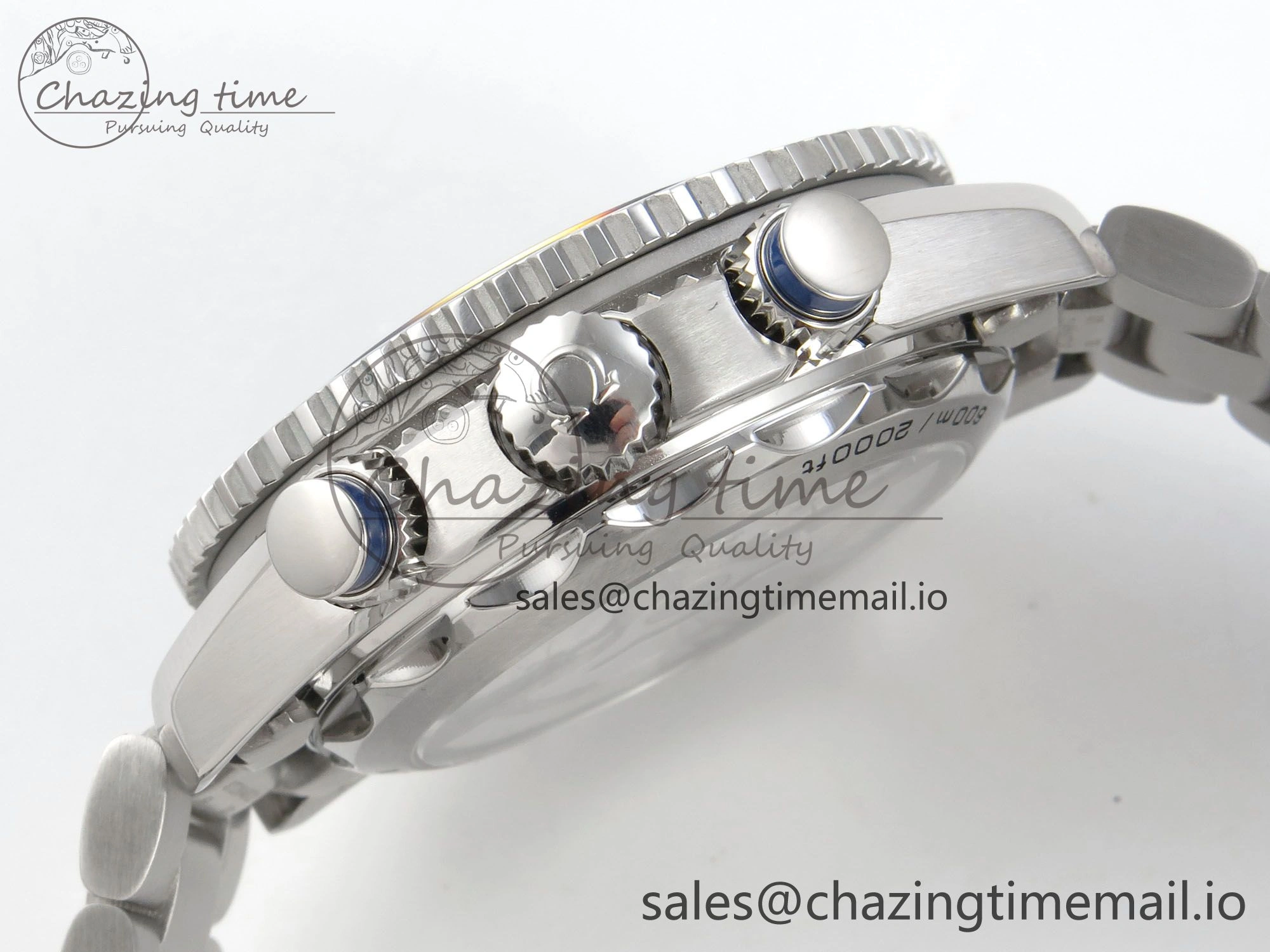 EyeCatching Planet Ocean 600M Chrono SS VRF 1:1 Best Edition Blue Bezel Blue Dial on SS Bracelet A 7649