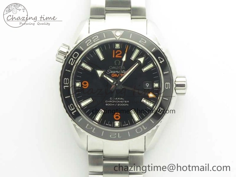 Planet Ocean 600M Co-Axial GMT 43.5mm VSF 1:1 Best Edition Black Dial Orange Markers on SS Bracelet A8605 Super Clone TimelessDesign 8024