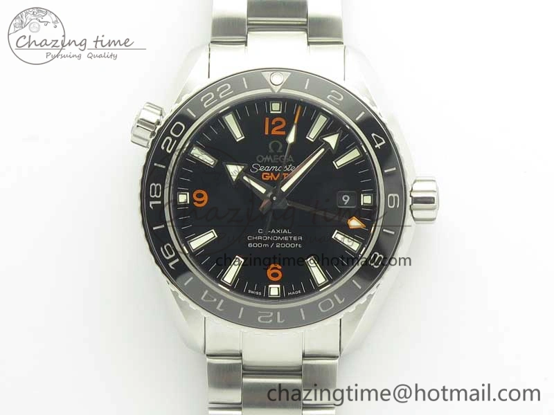 Planet Ocean 600M Co-Axial GMT 43.5mm VSF 1:1 Best Edition Black Dial Orange Markers on SS Bracelet A8605 Super Clone TimelessDesign 8024