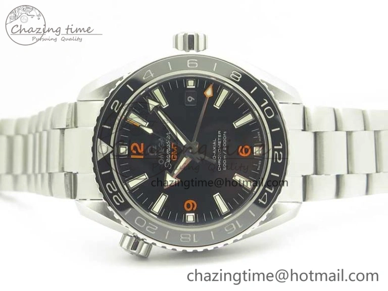 Planet Ocean 600M Co-Axial GMT 43.5mm VSF 1:1 Best Edition Black Dial Orange Markers on SS Bracelet A8605 Super Clone TimelessDesign 8024