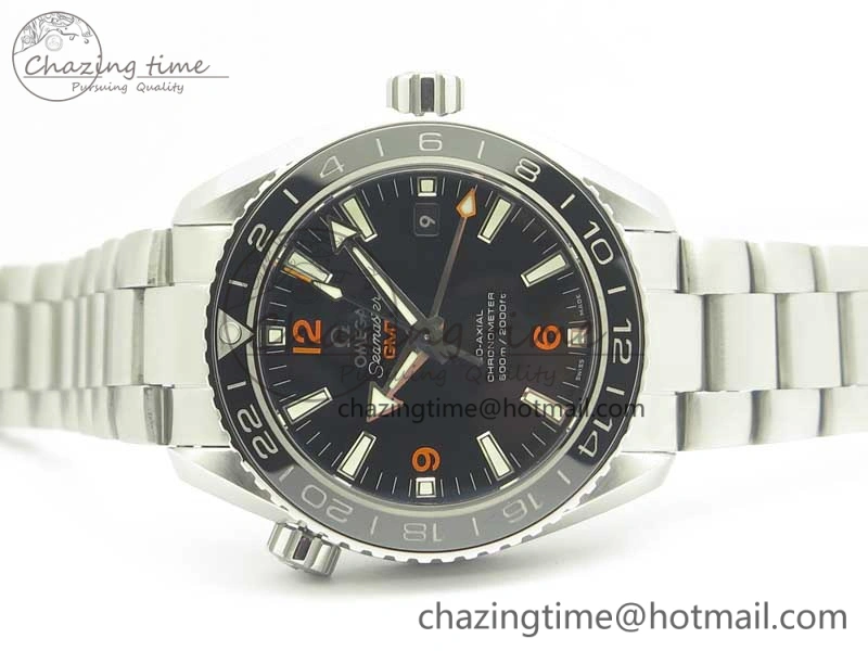Planet Ocean 600M Co-Axial GMT 43.5mm VSF 1:1 Best Edition Black Dial Orange Markers on SS Bracelet A8605 Super Clone TimelessDesign 8024