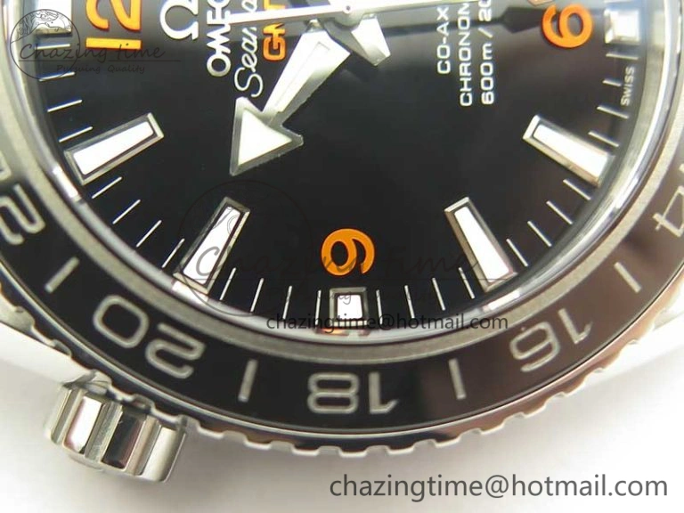Planet Ocean 600M Co-Axial GMT 43.5mm VSF 1:1 Best Edition Black Dial Orange Markers on SS Bracelet A8605 Super Clone TimelessDesign 8024