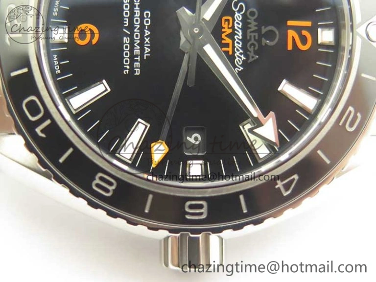 Planet Ocean 600M Co-Axial GMT 43.5mm VSF 1:1 Best Edition Black Dial Orange Markers on SS Bracelet A8605 Super Clone TimelessDesign 8024