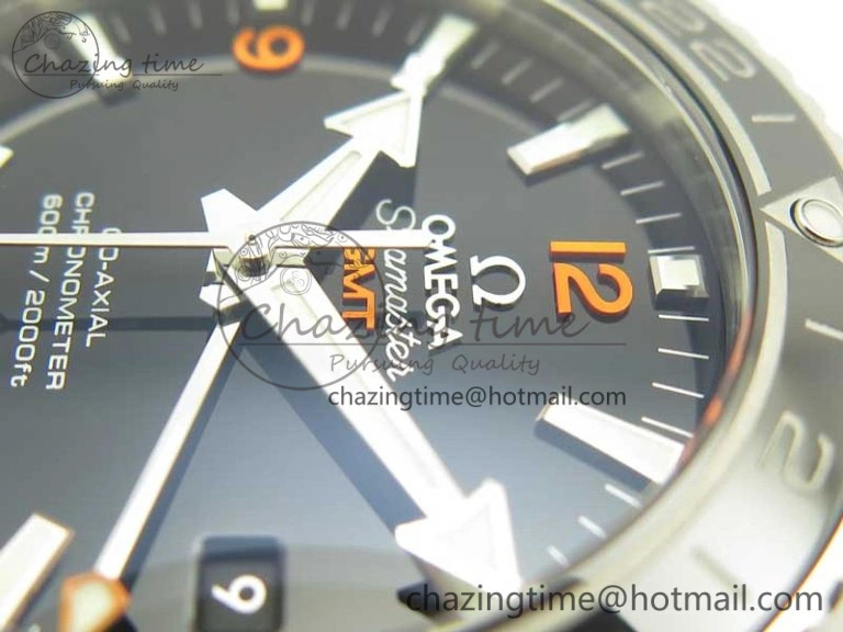 Planet Ocean 600M Co-Axial GMT 43.5mm VSF 1:1 Best Edition Black Dial Orange Markers on SS Bracelet A8605 Super Clone TimelessDesign 8024