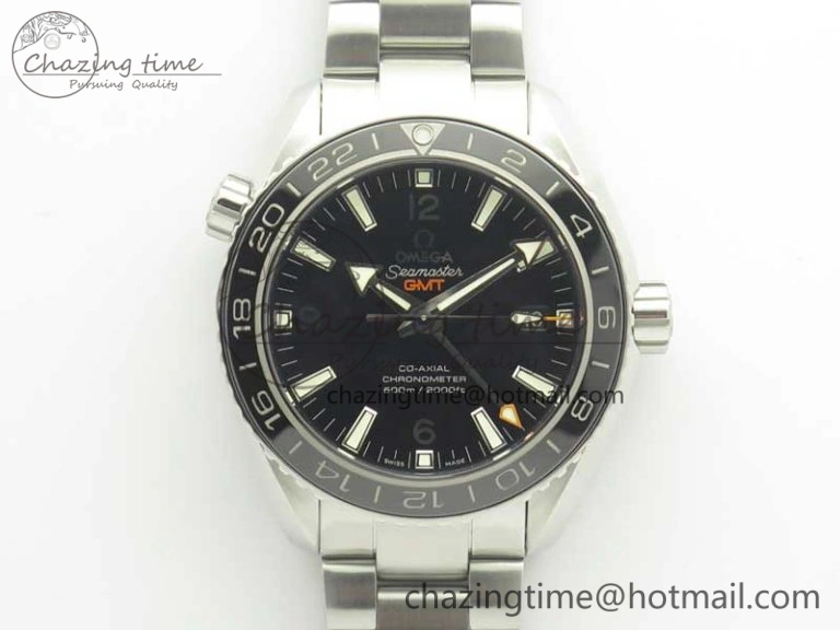 Planet Ocean 600M Co-Axial GMT 43.5mm VSF 1:1 Best Edition Black Dial Silver Markers on SS Bracelet A8605 Super Clone Sustainable 8025