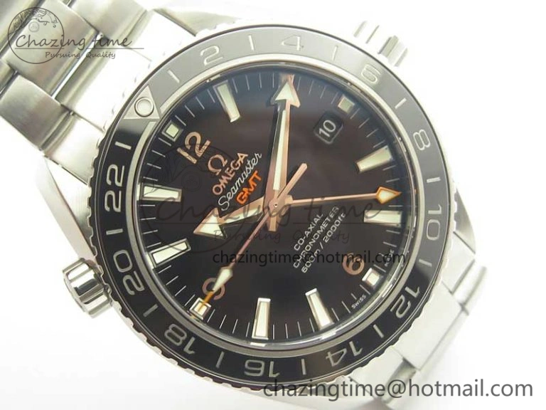 Planet Ocean 600M Co-Axial GMT 43.5mm VSF 1:1 Best Edition Black Dial Silver Markers on SS Bracelet A8605 Super Clone Sustainable 8025
