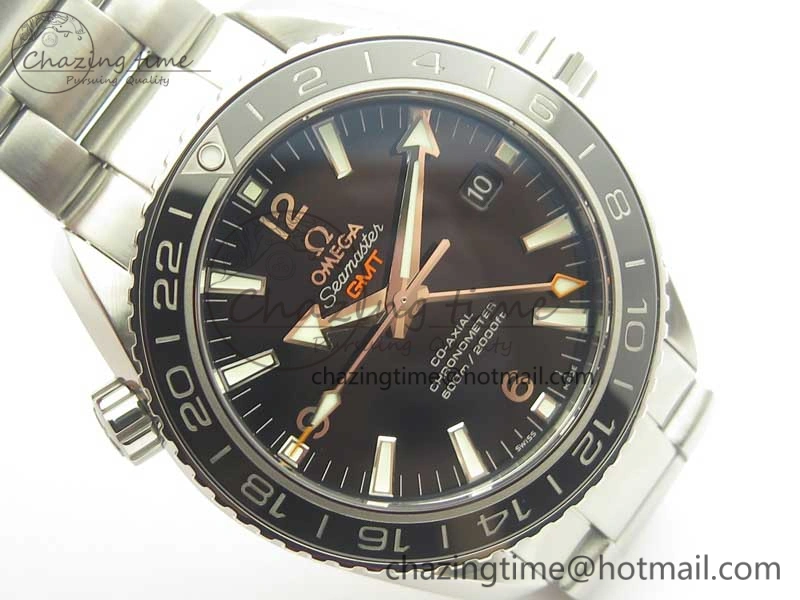 Planet Ocean 600M Co-Axial GMT 43.5mm VSF 1:1 Best Edition Black Dial Silver Markers on SS Bracelet A8605 Super Clone Sustainable 8025