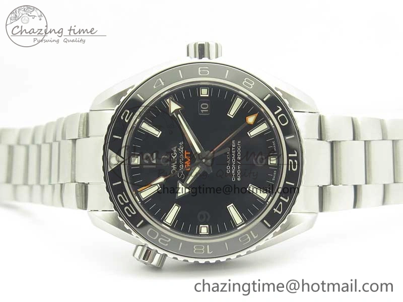 Planet Ocean 600M Co-Axial GMT 43.5mm VSF 1:1 Best Edition Black Dial Silver Markers on SS Bracelet A8605 Super Clone Sustainable 8025