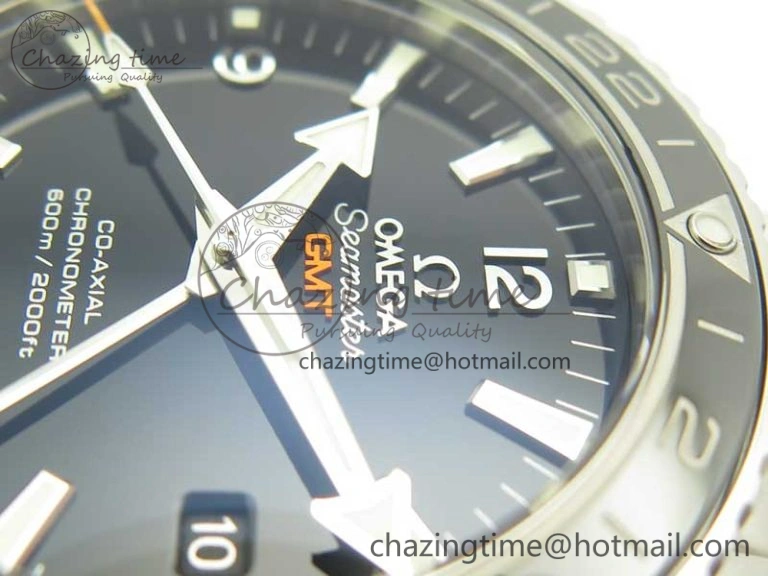 Planet Ocean 600M Co-Axial GMT 43.5mm VSF 1:1 Best Edition Black Dial Silver Markers on SS Bracelet A8605 Super Clone Sustainable 8025