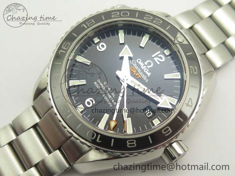 Planet Ocean 600M Co-Axial GMT 43.5mm VSF 1:1 Best Edition Black Dial Silver Markers on SS Bracelet A8605 Super Clone Sustainable 8025