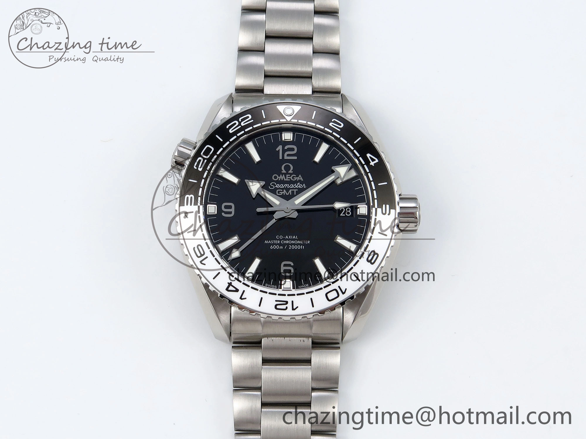 Premium Planet Ocean 600M ‘Tai Chi’ GMT 43.5mm VSF 1:1 Best Edition Black White Ceramic Bezel and Dial on SS Bracelet A8906 Super Clone 7732