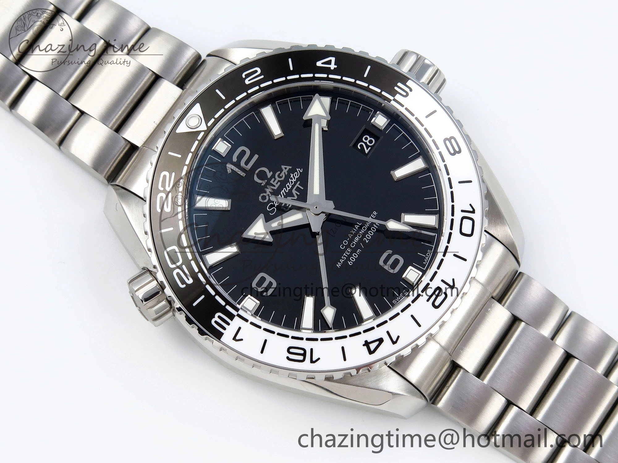 Premium Planet Ocean 600M ‘Tai Chi’ GMT 43.5mm VSF 1:1 Best Edition Black White Ceramic Bezel and Dial on SS Bracelet A8906 Super Clone 7732