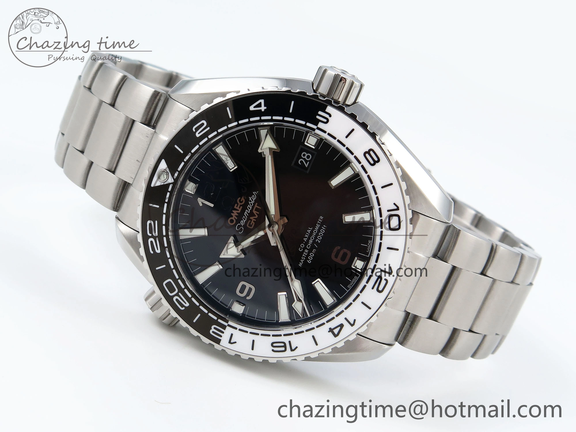 Premium Planet Ocean 600M ‘Tai Chi’ GMT 43.5mm VSF 1:1 Best Edition Black White Ceramic Bezel and Dial on SS Bracelet A8906 Super Clone 7732