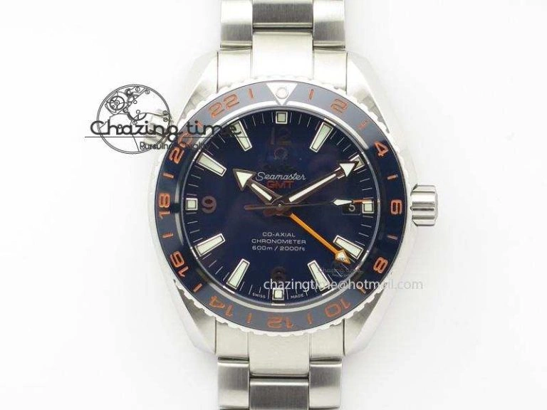Planet Ocean GMT 42mm V6F 1:1 Best Edition Blue Bezel Orange Numbers On SS Bracelet A TimelessDesign 8254