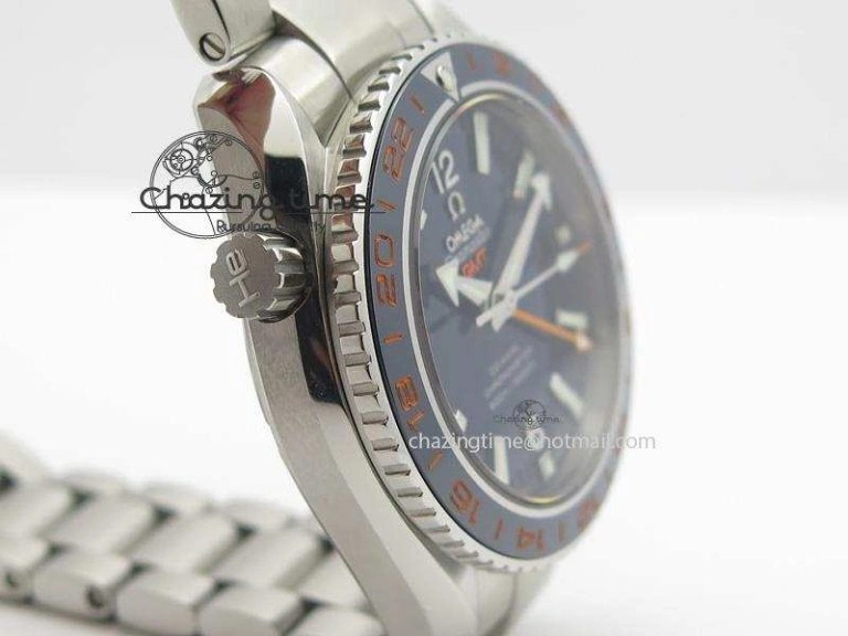 Planet Ocean GMT 42mm V6F 1:1 Best Edition Blue Bezel Orange Numbers On SS Bracelet A TimelessDesign 8254