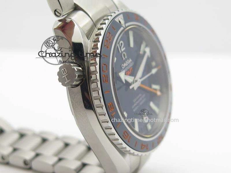 Planet Ocean GMT 42mm V6F 1:1 Best Edition Blue Bezel Orange Numbers On SS Bracelet A TimelessDesign 8254