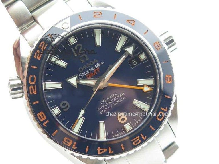 Planet Ocean GMT 42mm V6F 1:1 Best Edition Blue Bezel Orange Numbers On SS Bracelet A TimelessDesign 8254