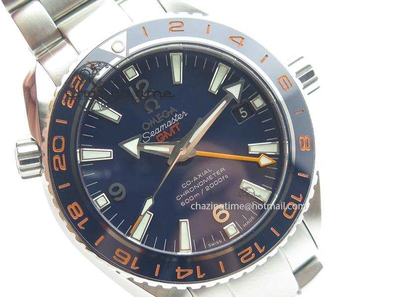 Planet Ocean GMT 42mm V6F 1:1 Best Edition Blue Bezel Orange Numbers On SS Bracelet A TimelessDesign 8254