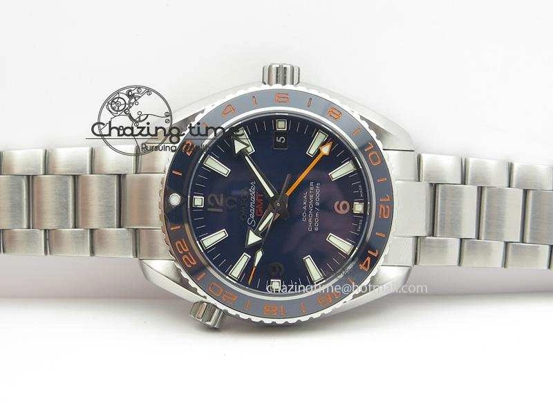 Planet Ocean GMT 42mm V6F 1:1 Best Edition Blue Bezel Orange Numbers On SS Bracelet A TimelessDesign 8254
