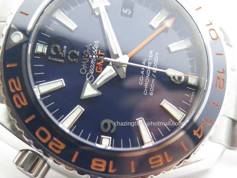 Planet Ocean GMT 42mm V6F 1:1 Best Edition Blue Bezel Orange Numbers On SS Bracelet A TimelessDesign 8254