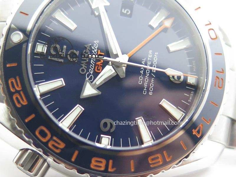 Planet Ocean GMT 42mm V6F 1:1 Best Edition Blue Bezel Orange Numbers On SS Bracelet A TimelessDesign 8254