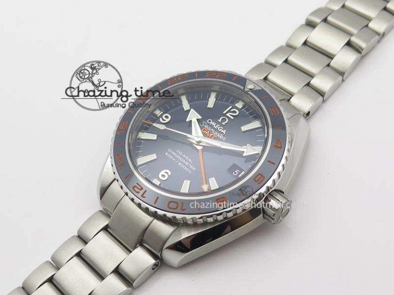 Planet Ocean GMT 42mm V6F 1:1 Best Edition Blue Bezel Orange Numbers On SS Bracelet A TimelessDesign 8254