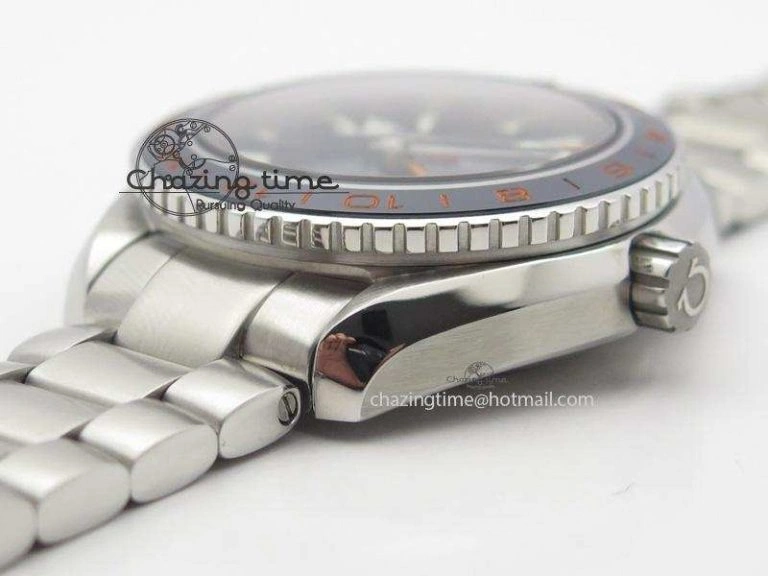 Planet Ocean GMT 42mm V6F 1:1 Best Edition Blue Bezel Orange Numbers On SS Bracelet A TimelessDesign 8254