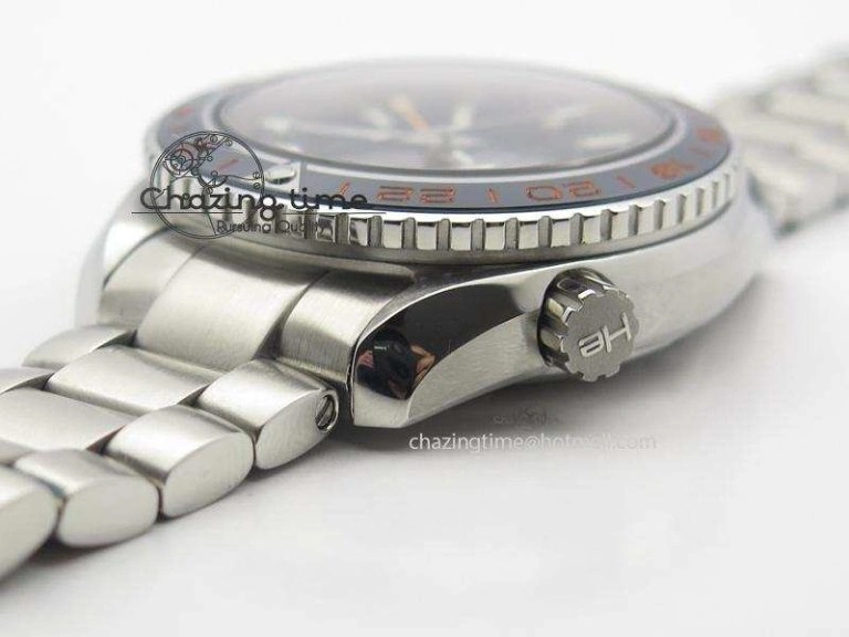Planet Ocean GMT 42mm V6F 1:1 Best Edition Blue Bezel Orange Numbers On SS Bracelet A TimelessDesign 8254